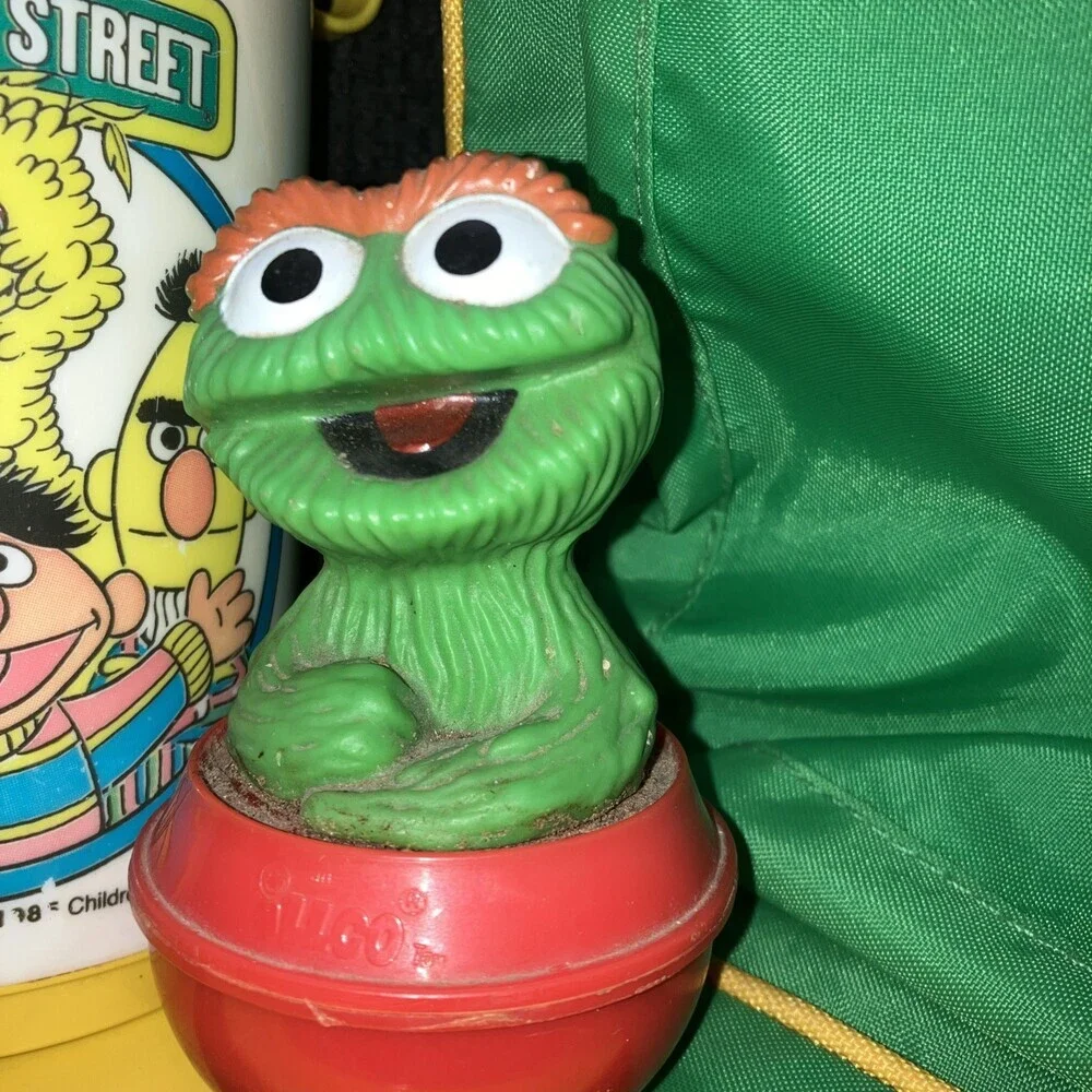 Sesame Street Vintage Lunchbox Bookbag & Oscar Toy